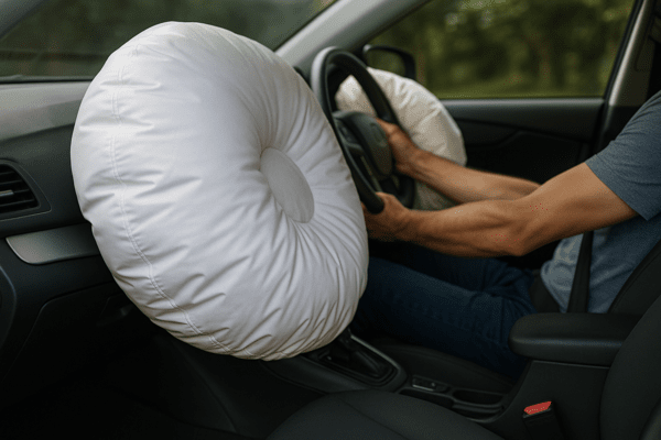 차량 내부에서 에어백이 터져 나온 모습을 챗GPT가 그린 그림