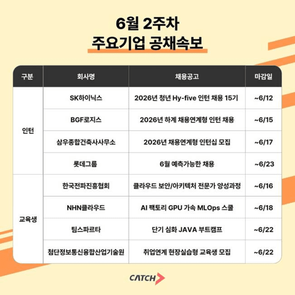 SK하이닉스, BGF로지스, 롯데 등... 하계 인턴십·교육생 모집 '활발' - 뉴스 썸네일 이미지